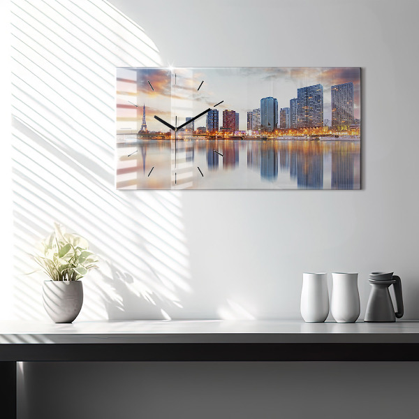 Horloge rectangulaire horizontale Panorama avec la Tour Eiffel