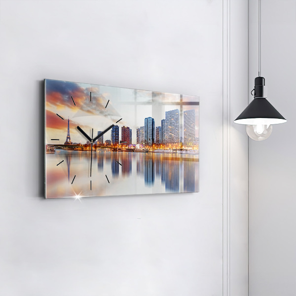 Horloge rectangulaire horizontale Panorama avec la Tour Eiffel