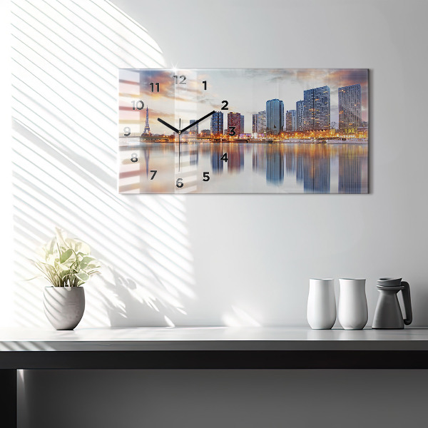 Horloge rectangulaire horizontale Panorama avec la Tour Eiffel