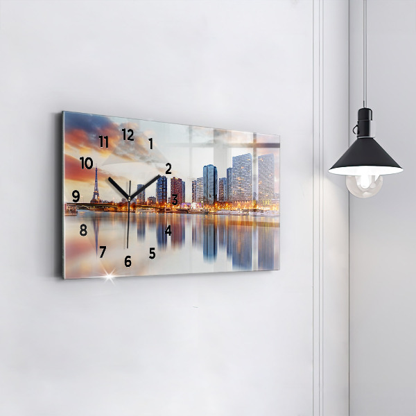 Horloge rectangulaire horizontale Panorama avec la Tour Eiffel