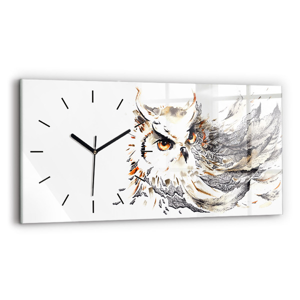 Horloge rectangulaire horizontale Hibou symbole de sagesse