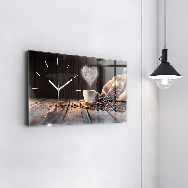 Horloge rectangulaire horizontale Une tasse de café