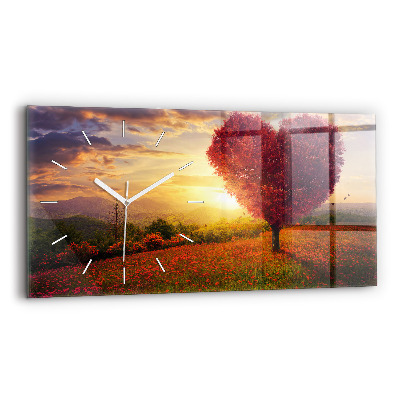 Horloge rectangulaire horizontale 'Arbre en forme de cœur d''amour'