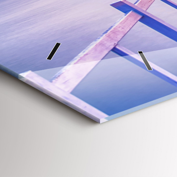 Horloge rectangulaire horizontale Le pont du port le soir