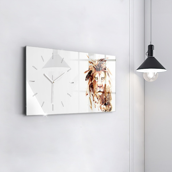 Horloge rectangulaire horizontale 'Illustration d''un lion brun'
