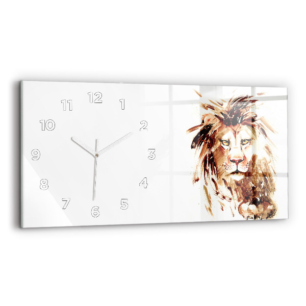 Horloge rectangulaire horizontale 'Illustration d''un lion brun'
