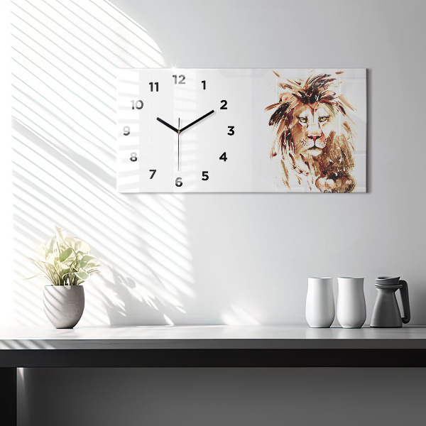 Horloge rectangulaire horizontale 'Illustration d''un lion brun'