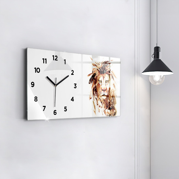 Horloge rectangulaire horizontale 'Illustration d''un lion brun'