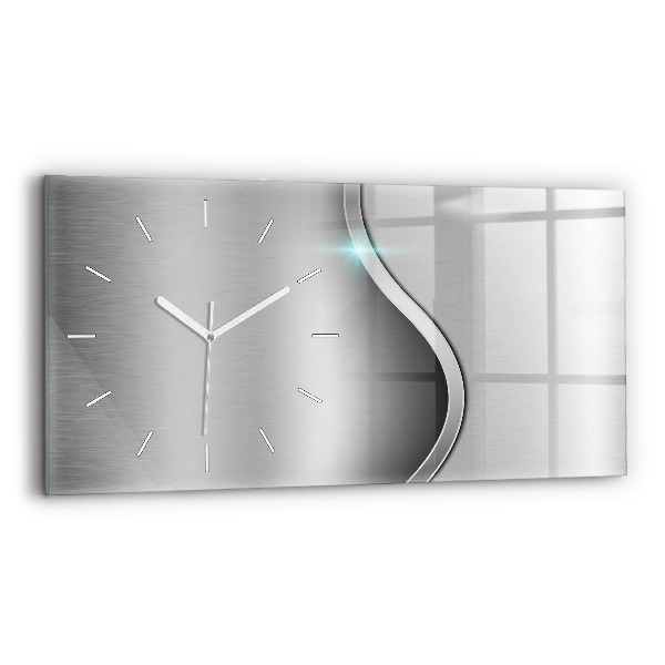 Horloge rectangulaire horizontale Abstraction en métal gris