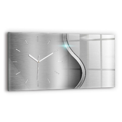 Horloge rectangulaire horizontale Abstraction en métal gris