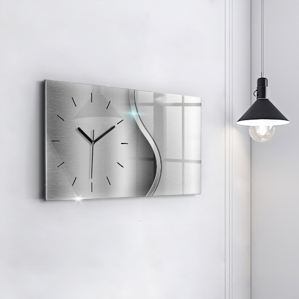 Horloge rectangulaire horizontale Abstraction en métal gris