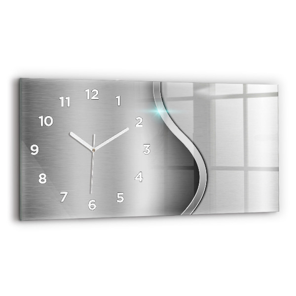 Horloge rectangulaire horizontale Abstraction en métal gris