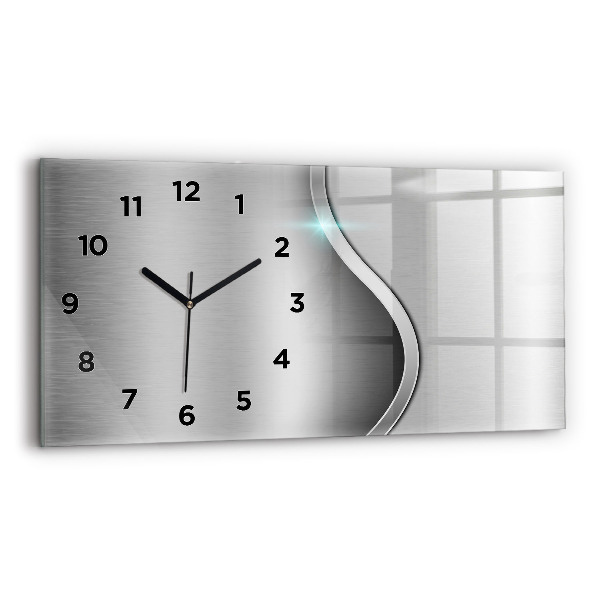 Horloge rectangulaire horizontale Abstraction en métal gris