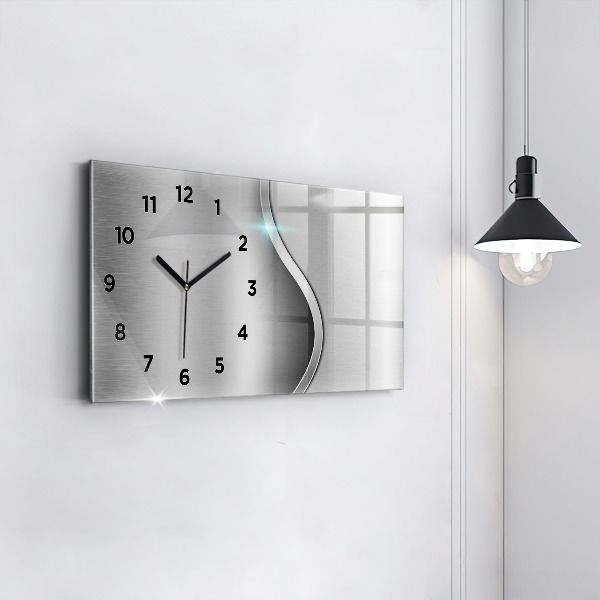 Horloge rectangulaire horizontale Abstraction en métal gris