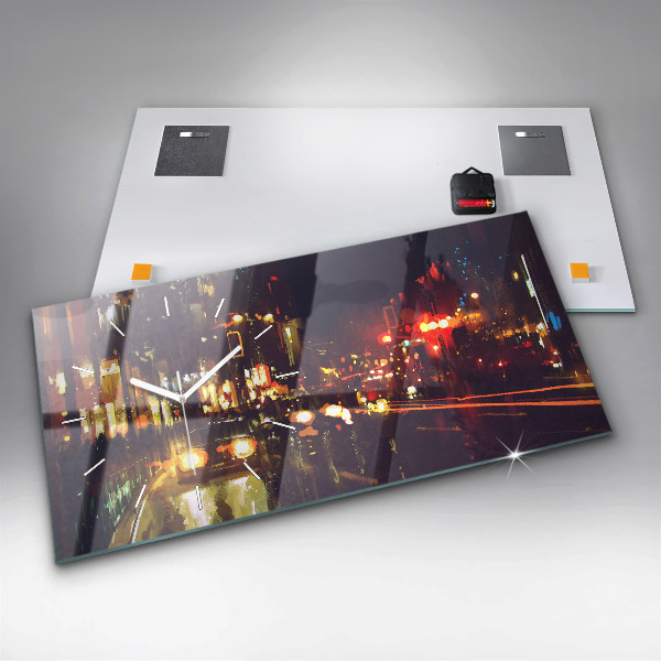 Horloge rectangulaire horizontale Ville peinte