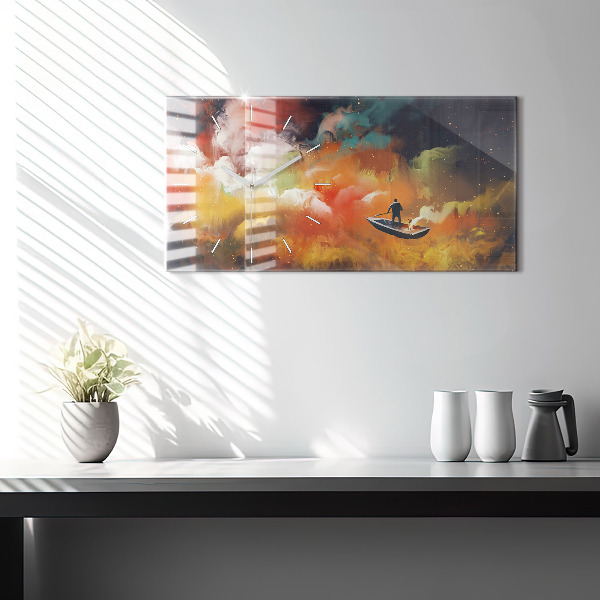 Horloge rectangulaire horizontale Peinture abstraite