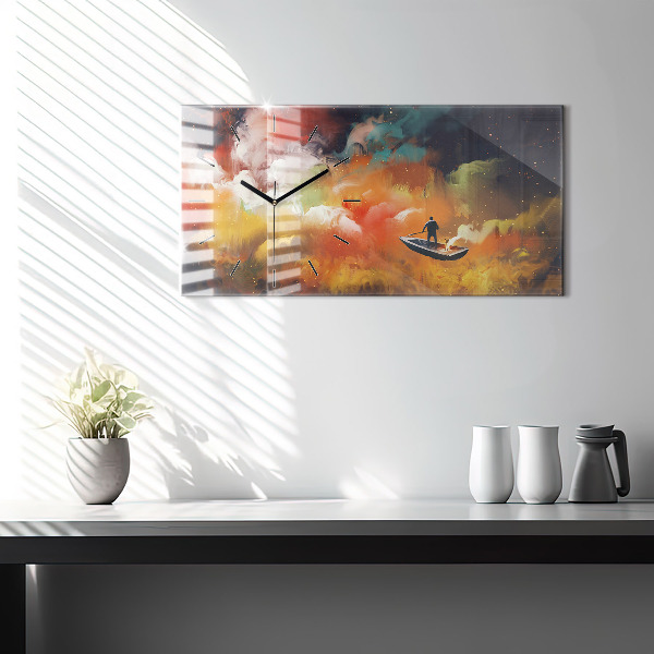 Horloge rectangulaire horizontale Peinture abstraite
