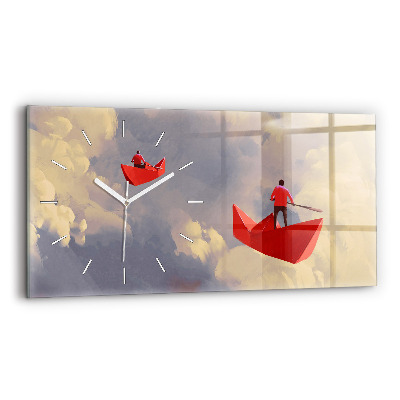 Horloge rectangulaire horizontale bateaux en papier