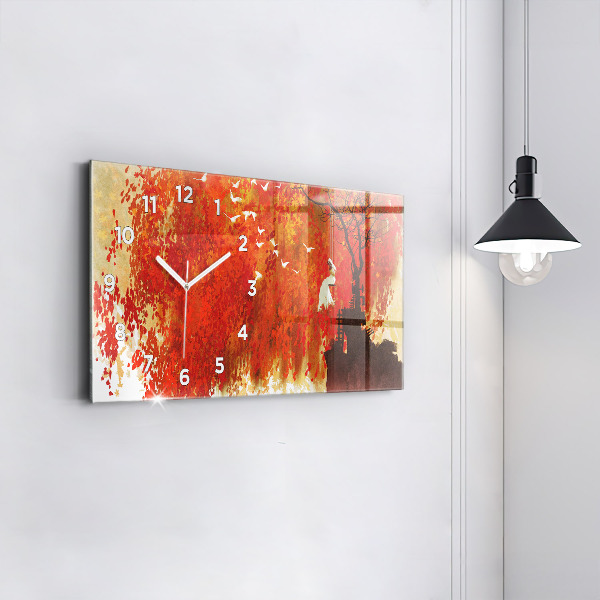 Horloge rectangulaire horizontale Mariée en automne
