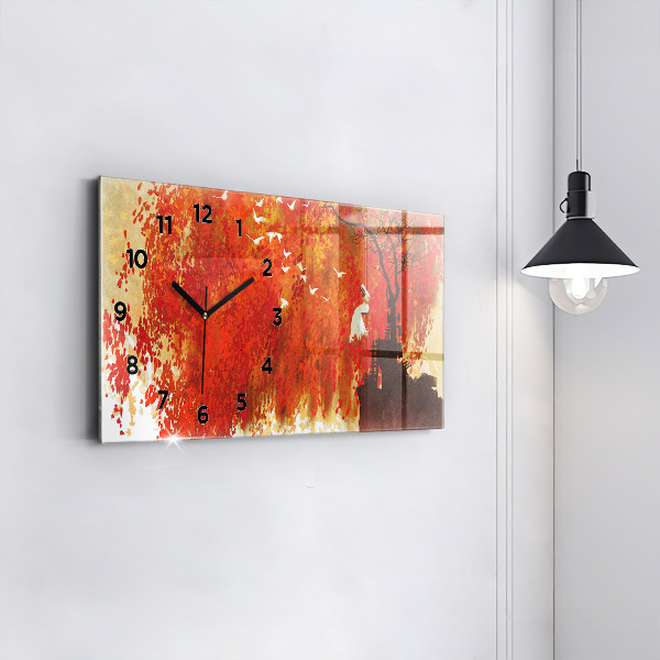 Horloge rectangulaire horizontale Mariée en automne