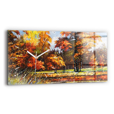 Horloge rectangulaire horizontale 'Paysage d''automne avec une rivière'