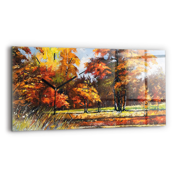 Horloge rectangulaire horizontale 'Paysage d''automne avec une rivière'