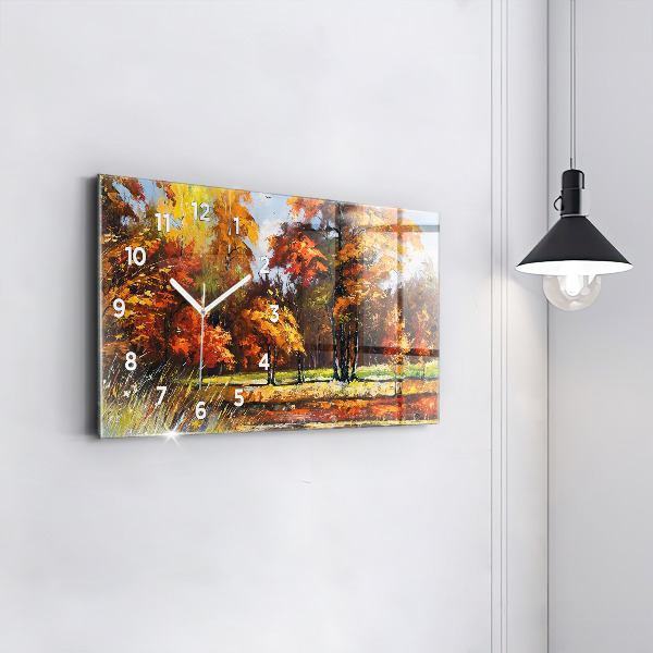Horloge rectangulaire horizontale 'Paysage d''automne avec une rivière'