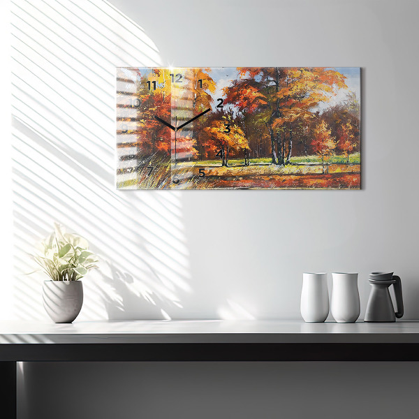 Horloge rectangulaire horizontale 'Paysage d''automne avec une rivière'
