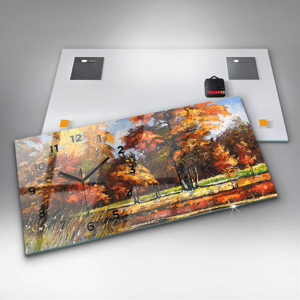 Horloge rectangulaire horizontale 'Paysage d''automne avec une rivière'