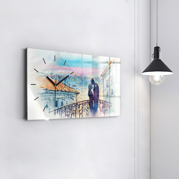 Horloge rectangulaire horizontale 'Personnages à l''aquarelle'