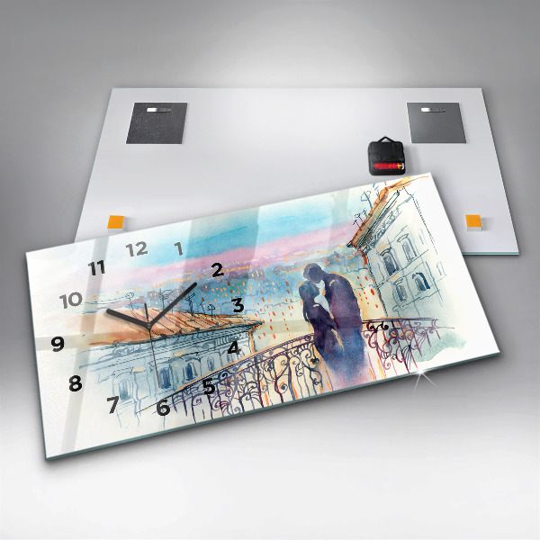Horloge rectangulaire horizontale 'Personnages à l''aquarelle'
