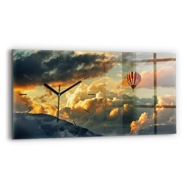 Horloge rectangulaire horizontale Vol en montgolfière dans les nuages