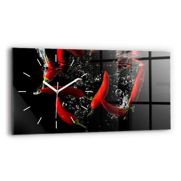 Horloge rectangulaire horizontale 'Poivrons dans l''eau'