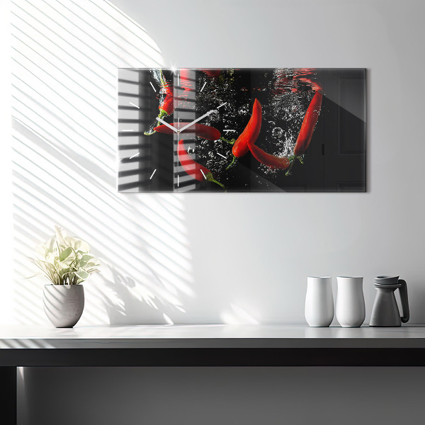 Horloge rectangulaire horizontale 'Poivrons dans l''eau'