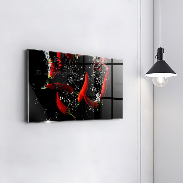 Horloge rectangulaire horizontale 'Poivrons dans l''eau'