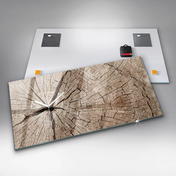 Horloge rectangulaire horizontale Vieille souche de bois