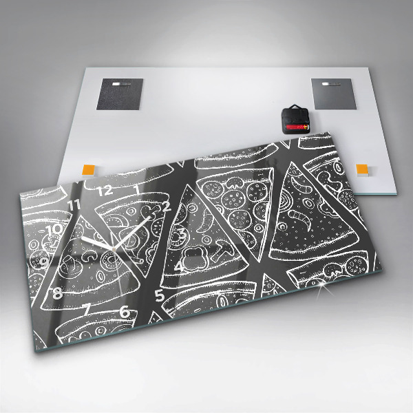 Horloge rectangulaire horizontale Pizza peinte