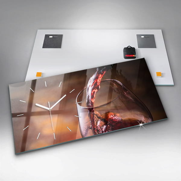 Horloge rectangulaire horizontale Un verre de vin