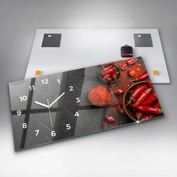Horloge rectangulaire horizontale Poivrons rouges