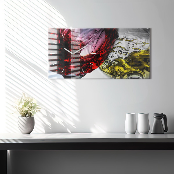 Horloge rectangulaire horizontale Verres de vin