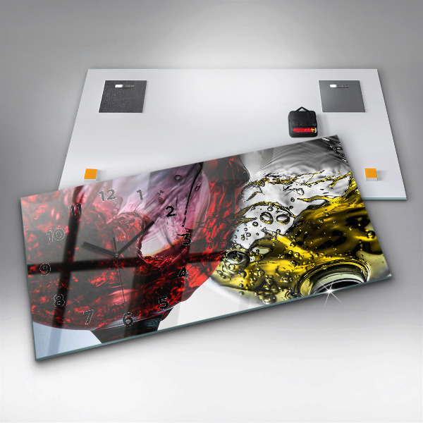 Horloge rectangulaire horizontale Verres de vin