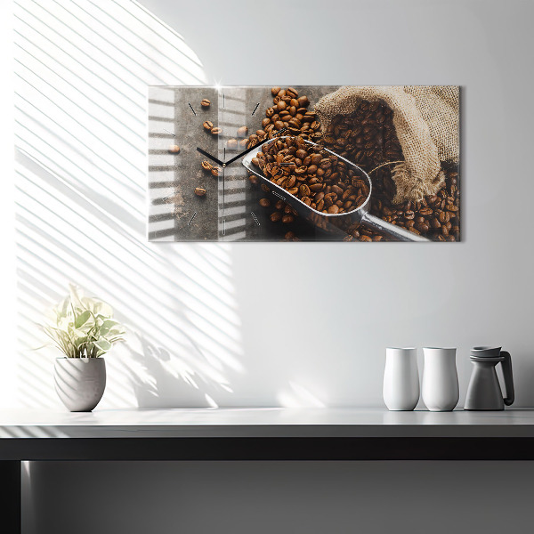 Horloge murale horizontale Un sac de grains de café