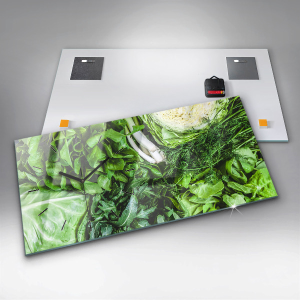 Horloge murale horizontale Légumes verts