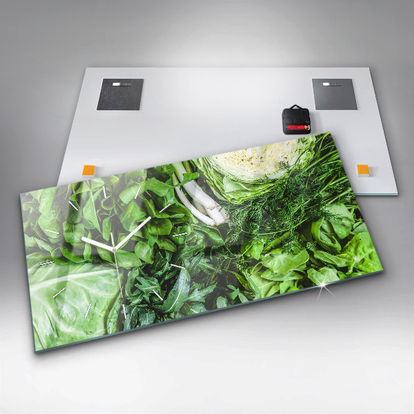 Horloge murale horizontale Légumes verts