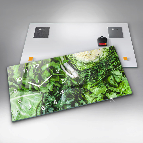 Horloge murale horizontale Légumes verts