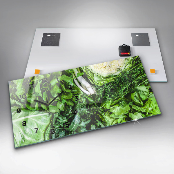 Horloge murale horizontale Légumes verts