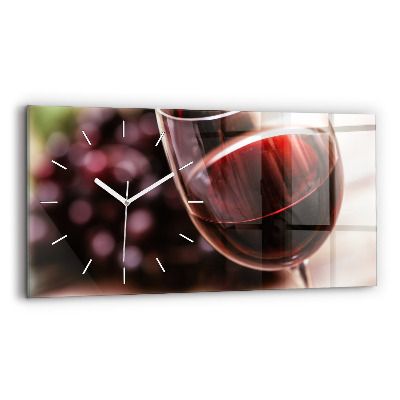 Horloge murale horizontale Un verre de vin rouge