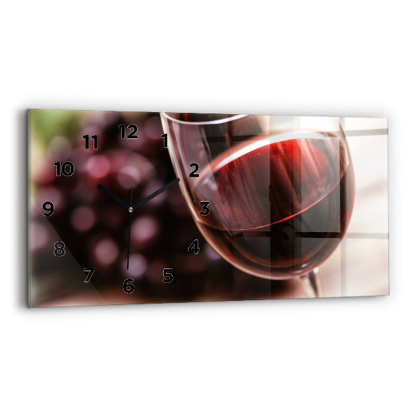 Horloge murale horizontale Un verre de vin rouge