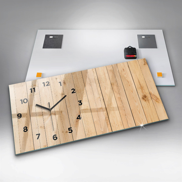 Horloge murale horizontale planches de bois