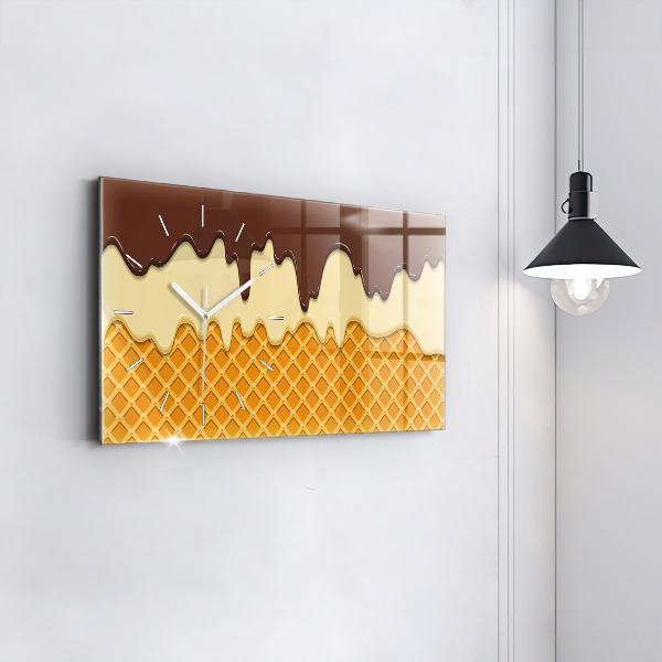 Horloge murale horizontale Gaufre et glace